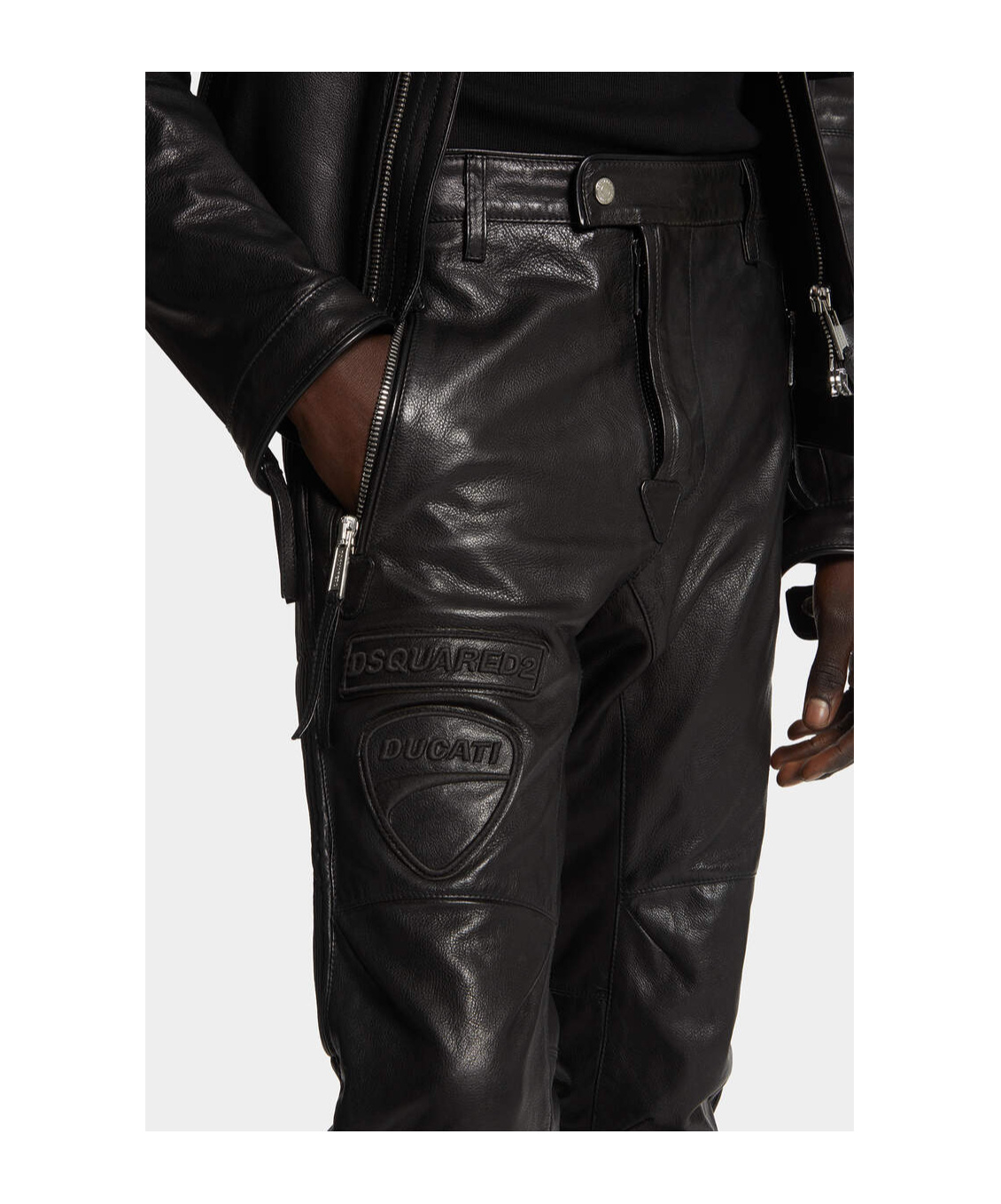 Dsquared2 Ducati X D2 Straight Leg Sharpei Fit Biker Pant In Black