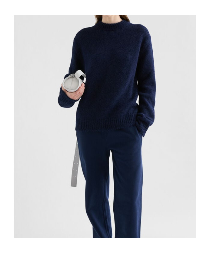 Jil Sander Oversize Alpaca Blend Crew Neck Sweater In Blue