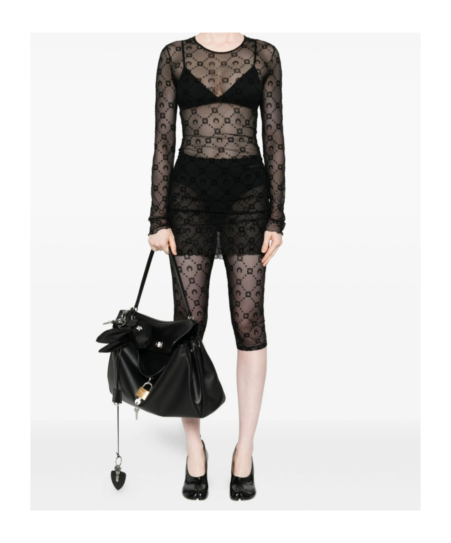Marine Serre Long-sleeved Dress In Black