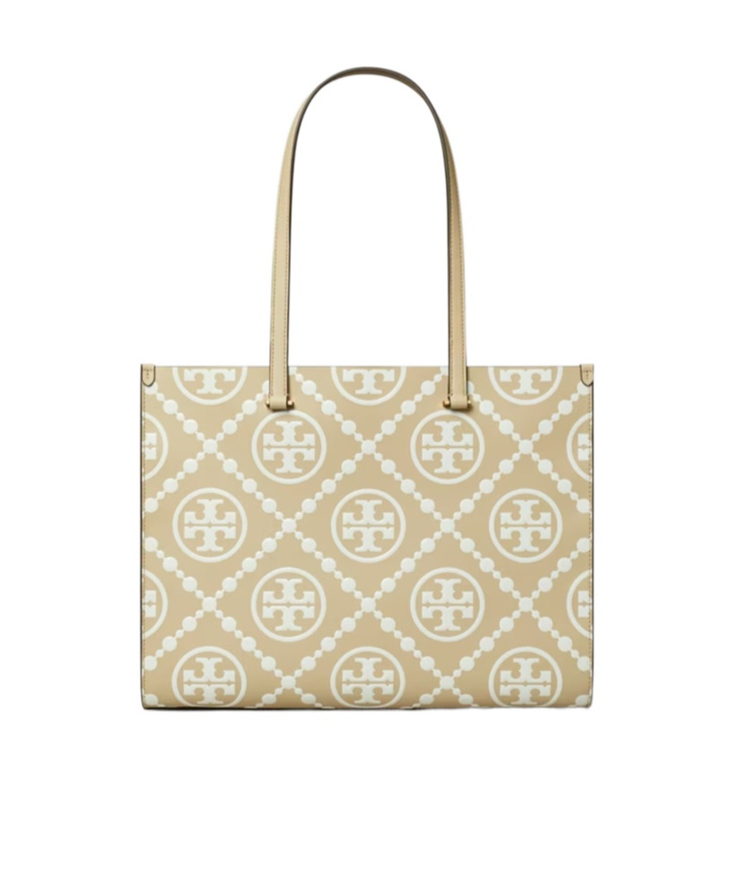Tory Burch T Monogram Embossed Leather Tote Bag In Light Brown