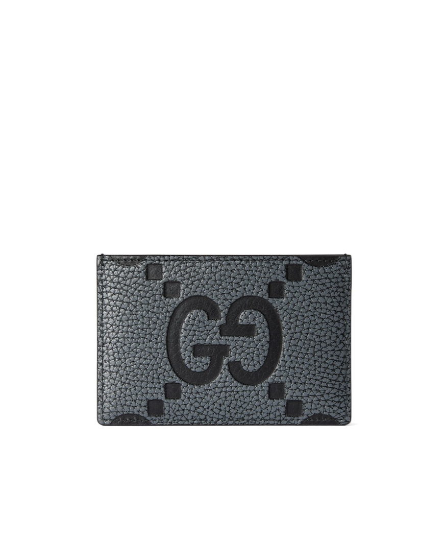 Gucci Maxi Gg Leather Cardholder In Black