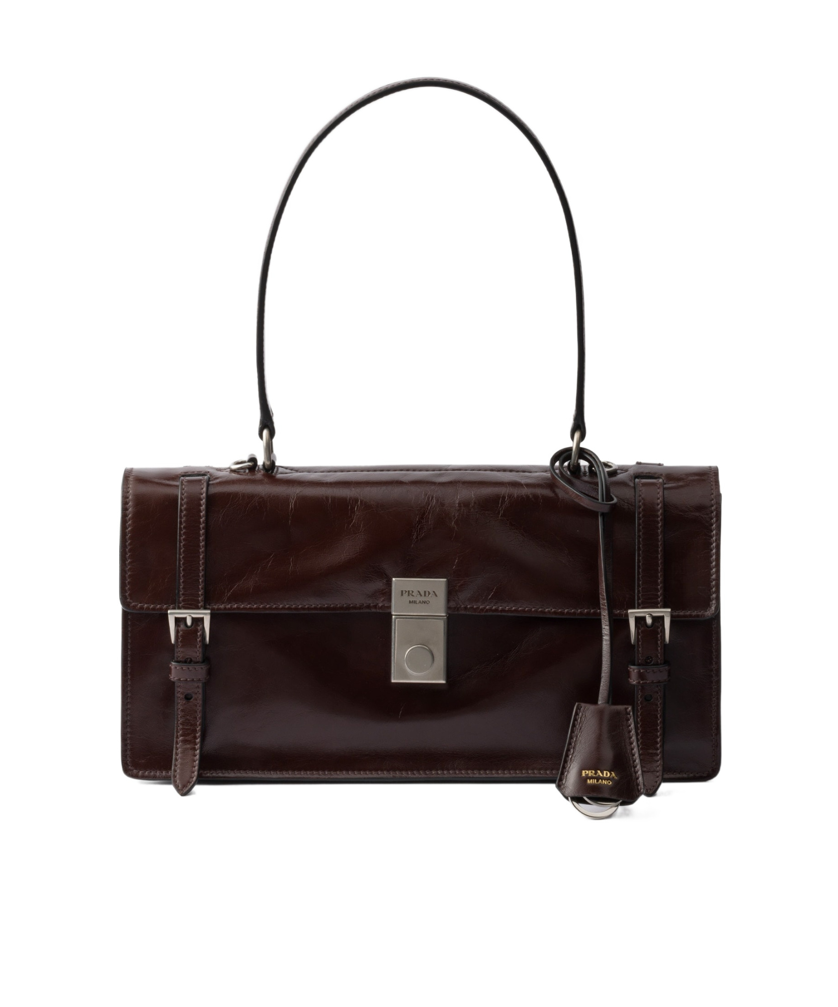 Prada Medium Leather Handbag In Black