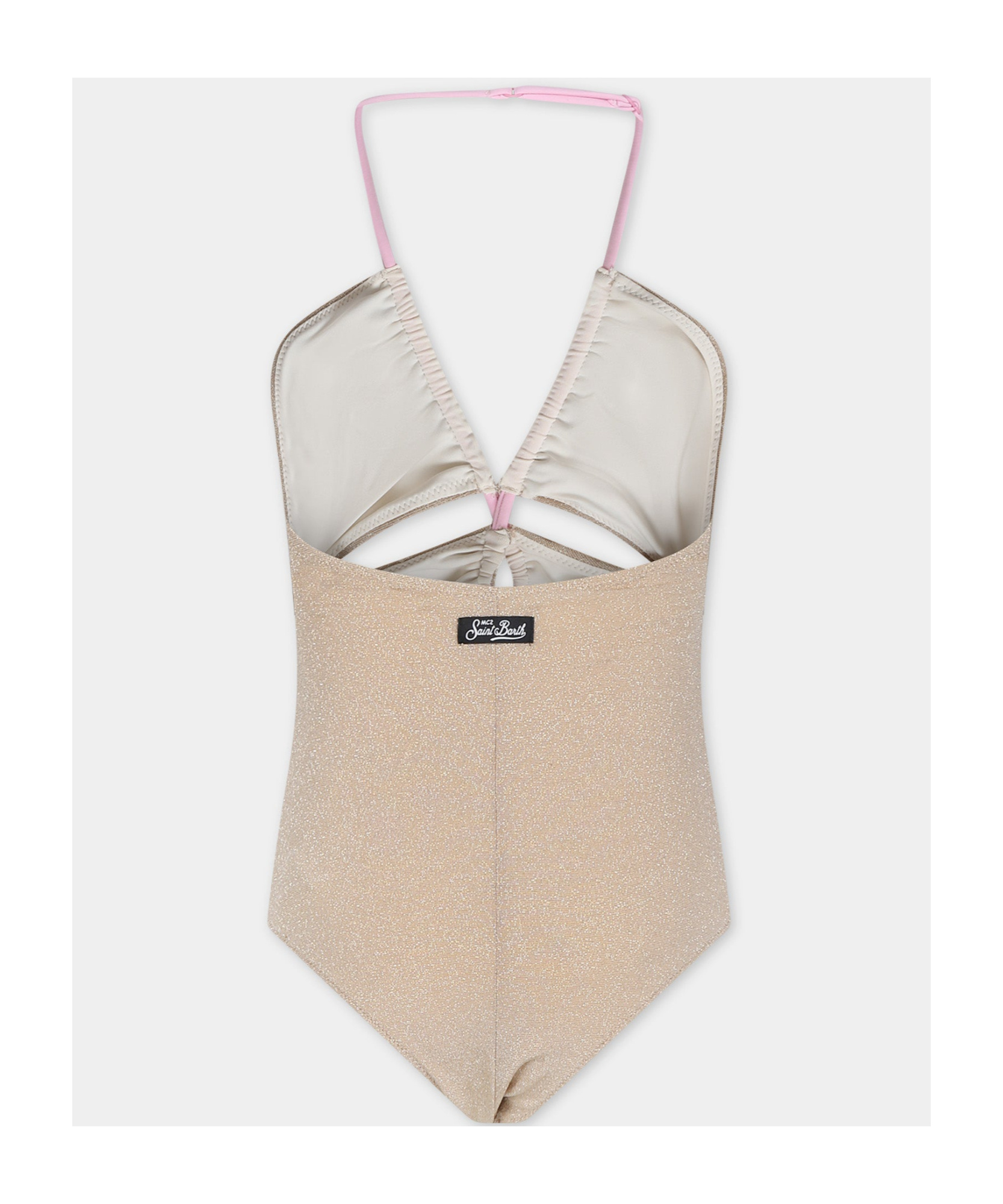 Shop Mc2 Saint Barth Kinsley Lurex-detail Swimsuit In Nude