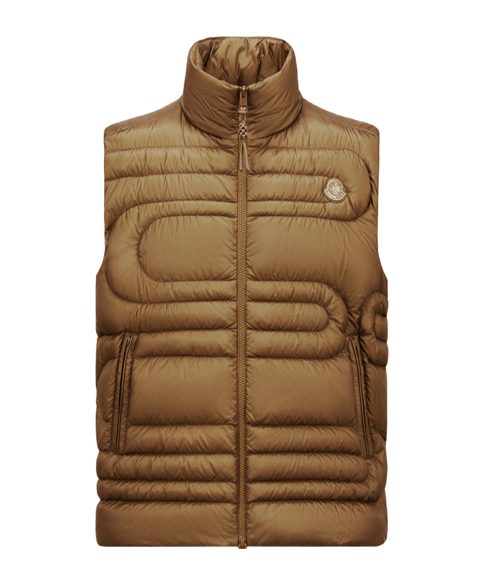 Moncler Sleevless Down Vest In Brown