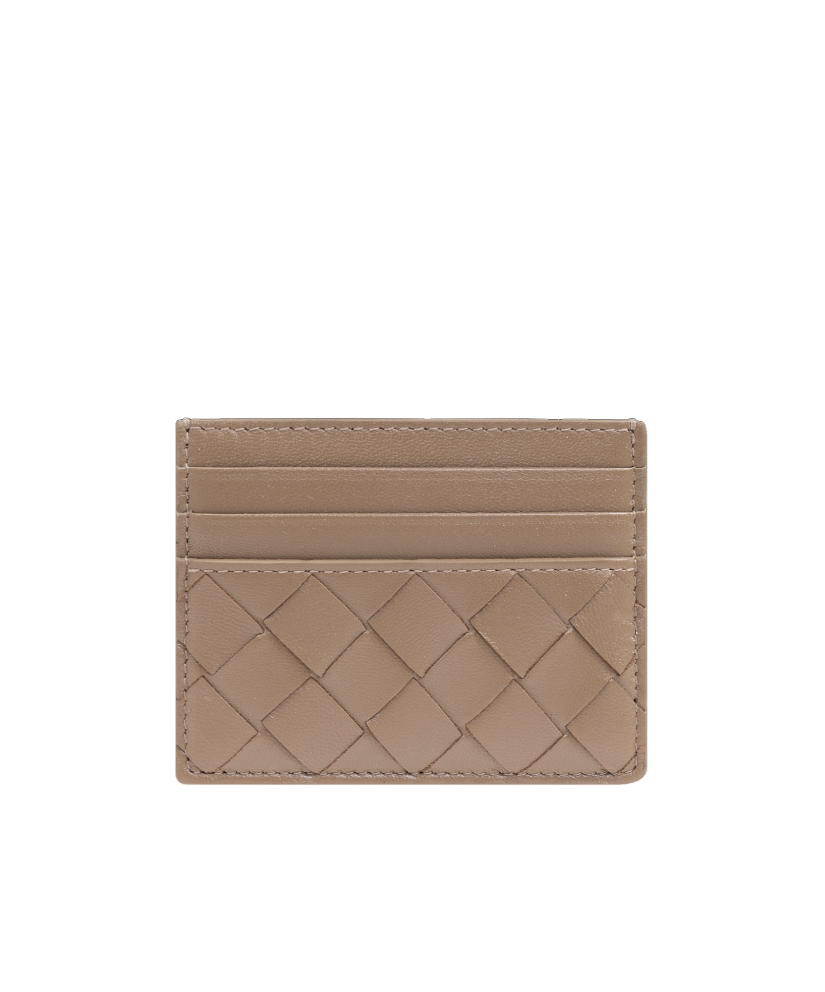 Bottega Veneta Intrecciato Open Top Card Case In Brown