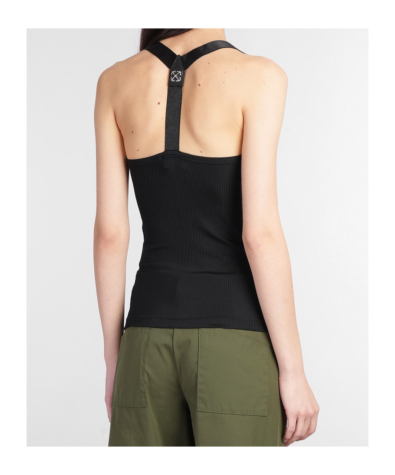 Off-white Round Collar Sleeveless Vest In Green