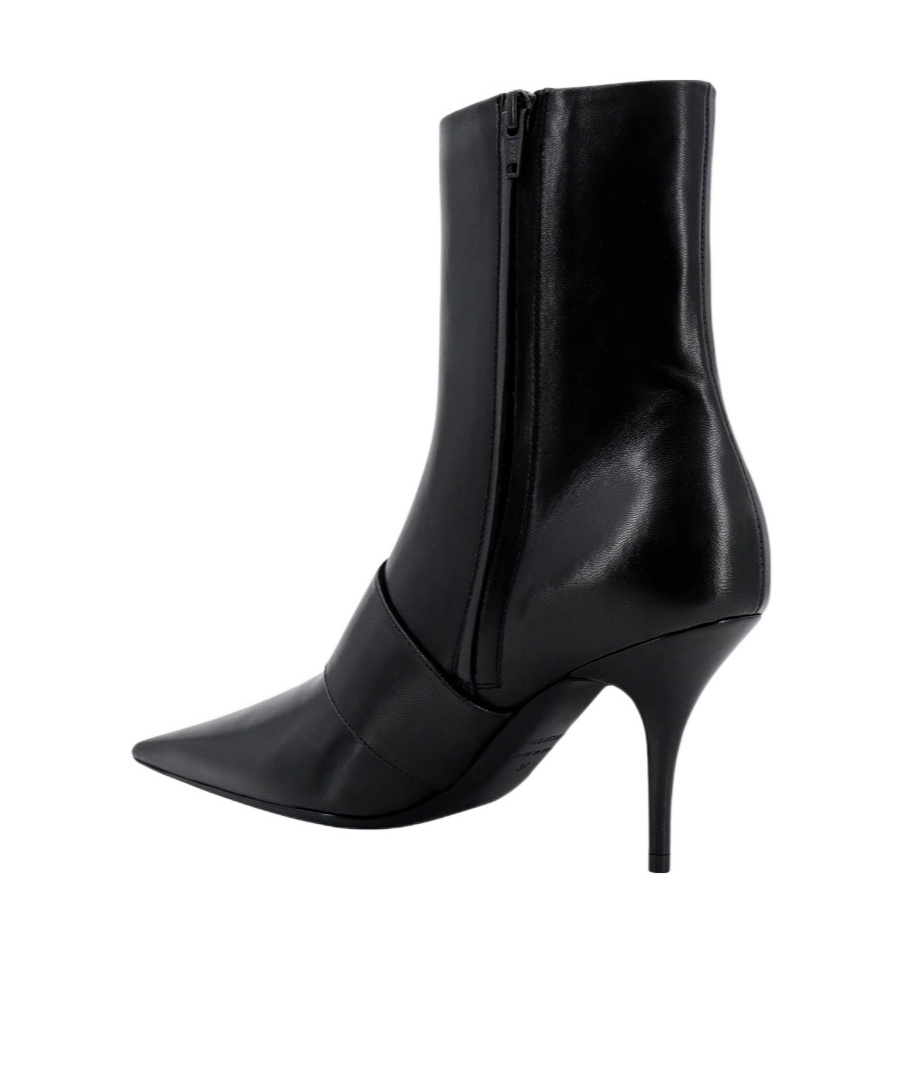 Balenciaga Women Leather Ankle Boots With Maxi Buckle In Black