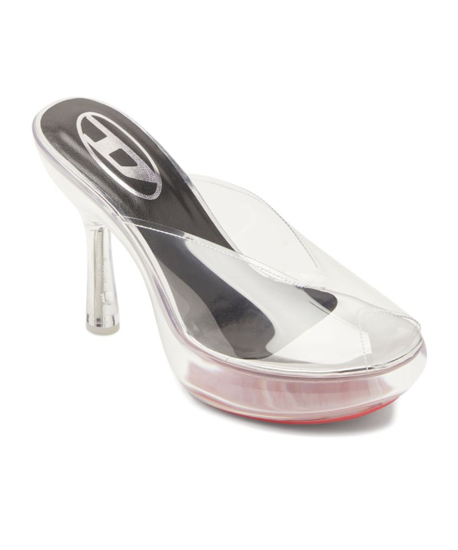 Diesel Heel Sandals With Transparent Platform Sole In White
