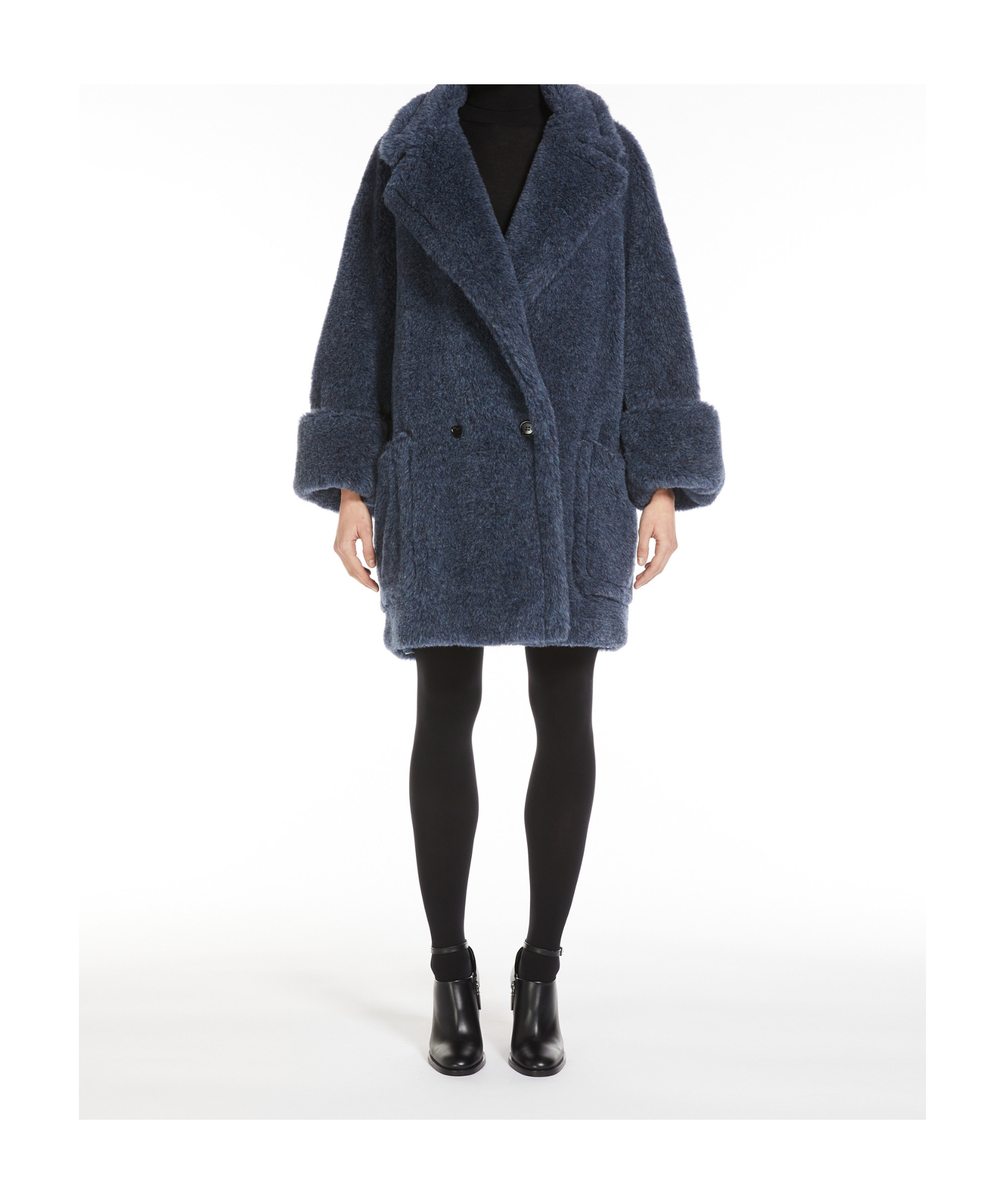 Max Mara Zebra Coat Navy In Black