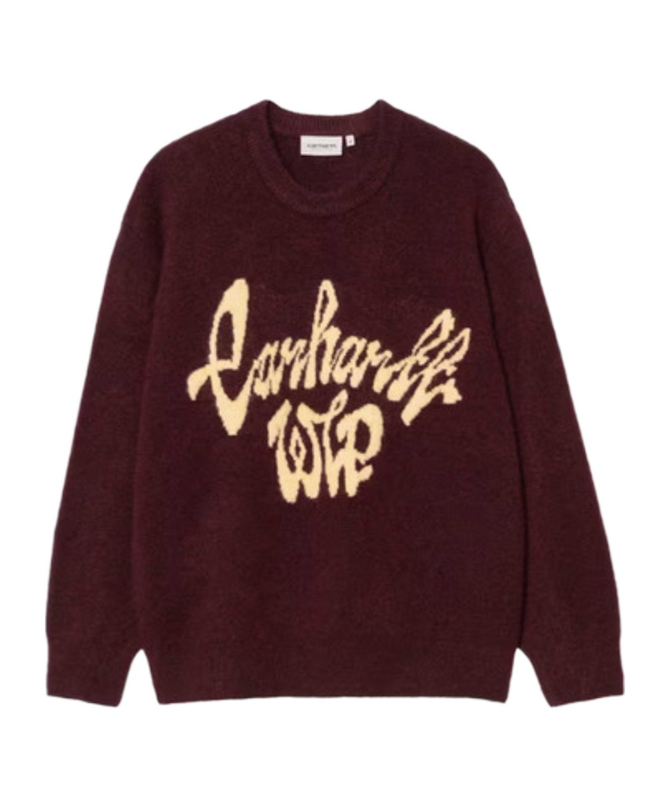 Carhartt Mens Rondo Air Yellow Chedda Brand-print Knitted Jumper In Red