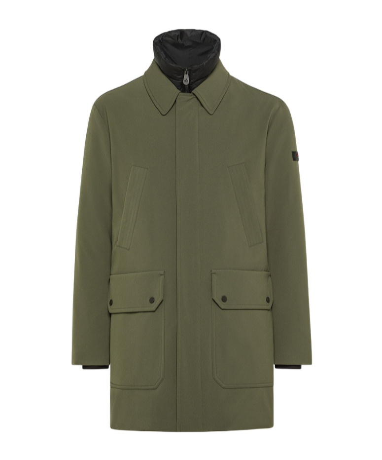 Peuterey Double-collar Flap-pocket Coat In Green