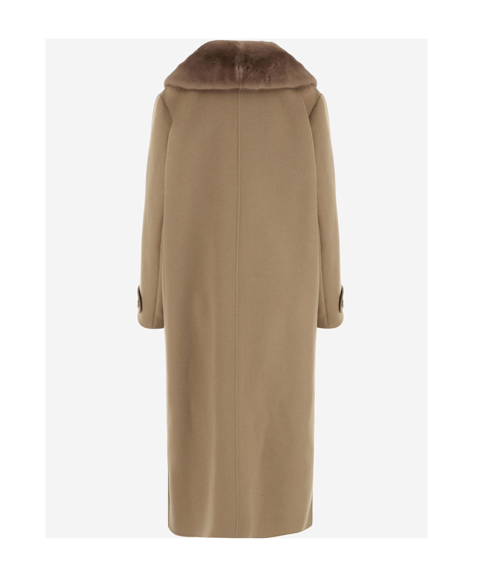 Shop Yves Salomon Long-sleeved Coat In Brown