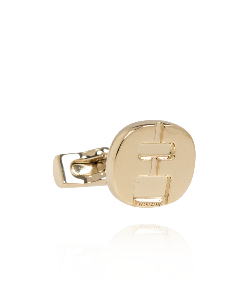Ferragamo Logo Pattern Cufflinks In Nude