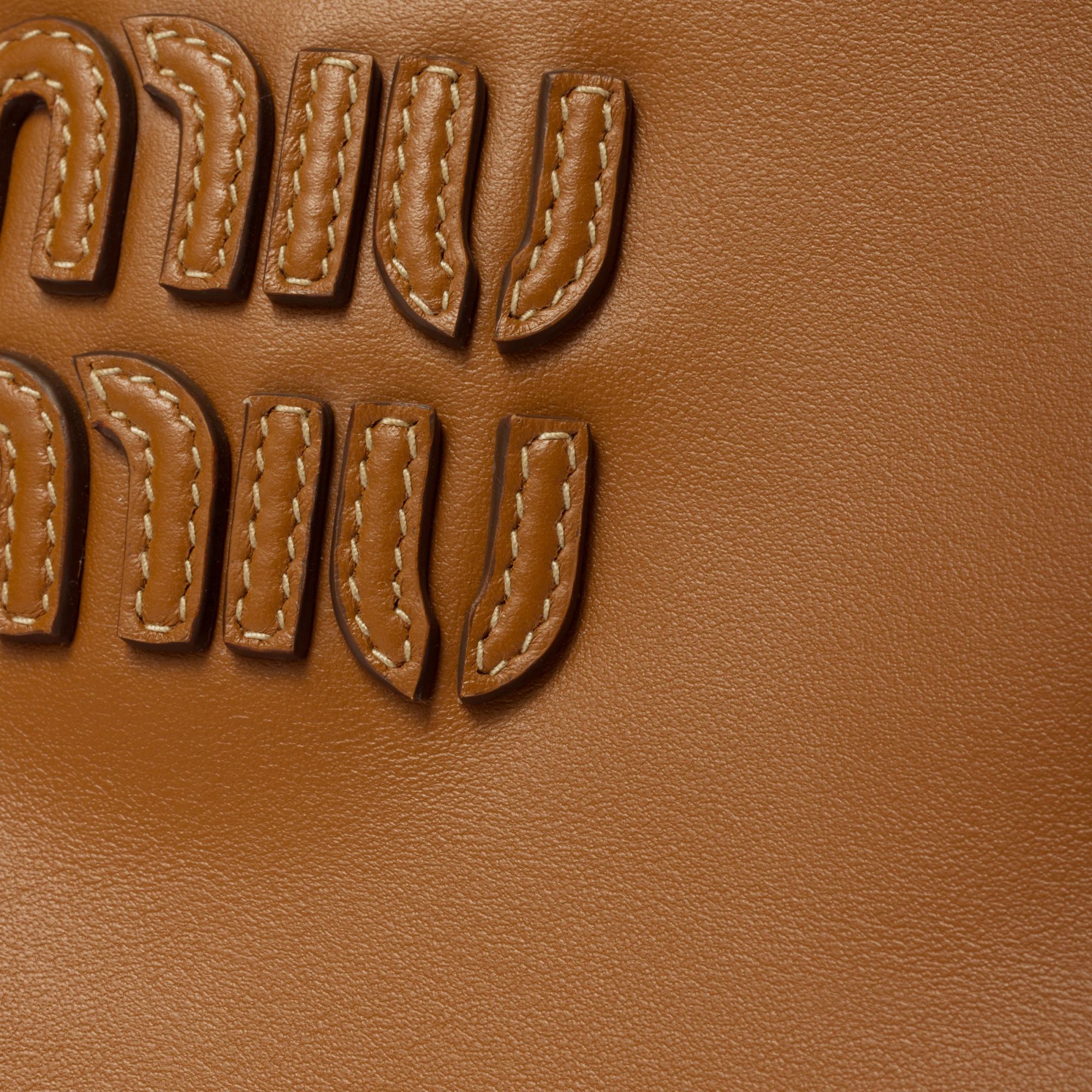 Miu Miu Women Ivy Mini Leather Handbag In Brown