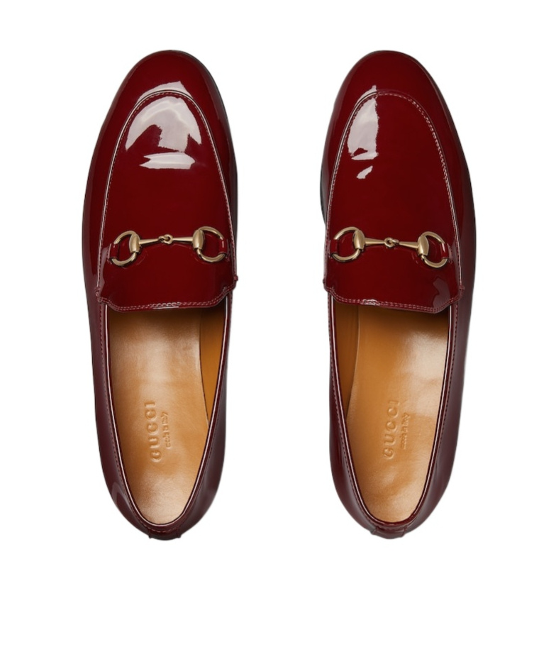 Gucci Jordan Bordeaux Loafers With Horsebit Detail In Patent Leather Woman In Brown