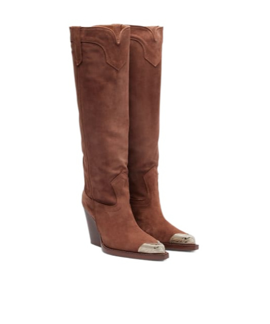 Paris Texas Suede Cowboy Boots In Brown