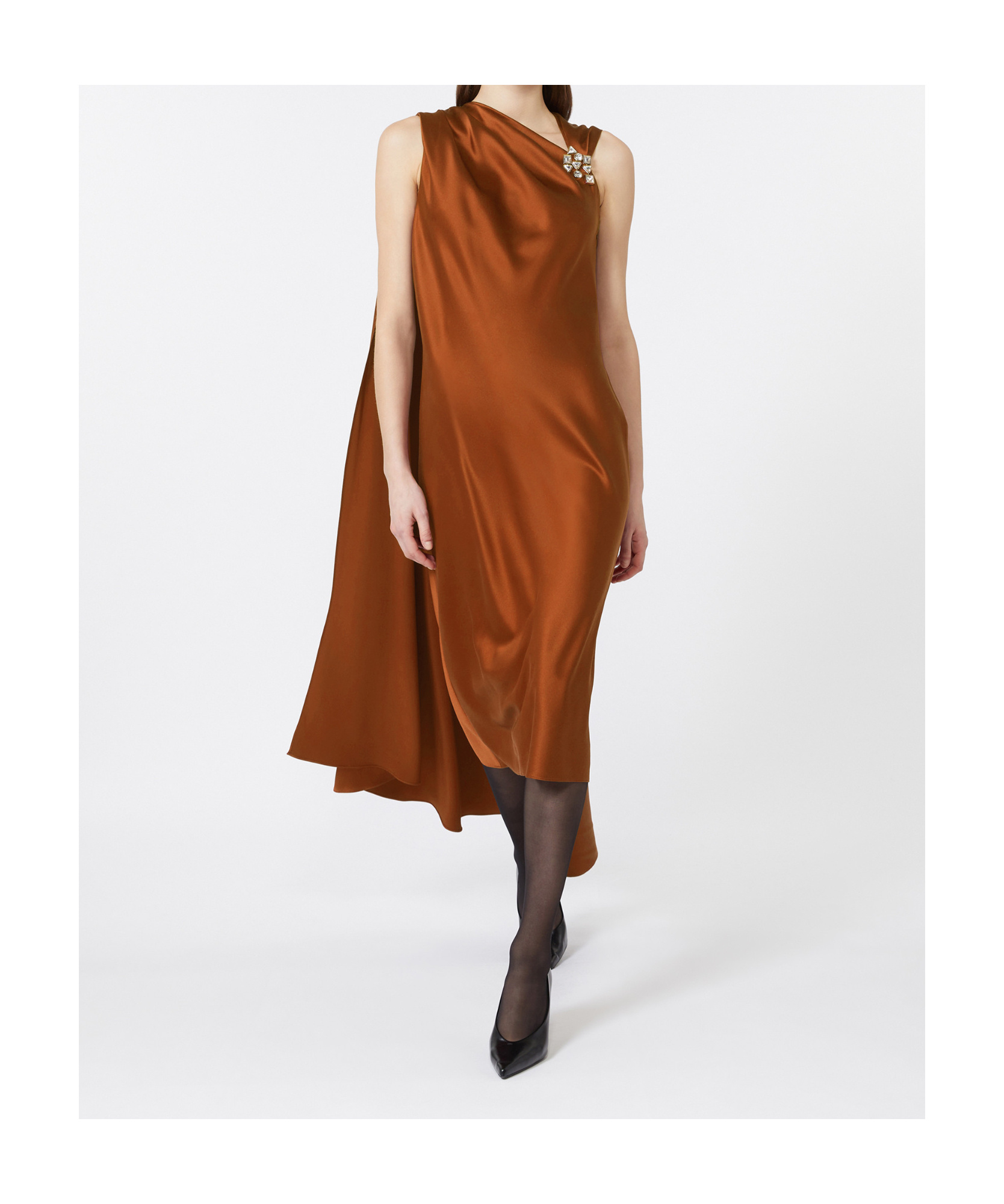 Max Mara Silk Satin Cocktail Dress In Brown