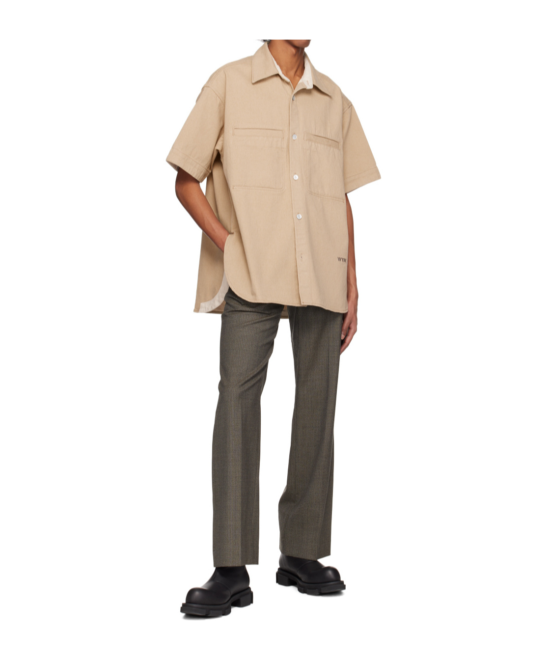 Wooyoungmi Lapel Short-sleeved Shirt In Nude
