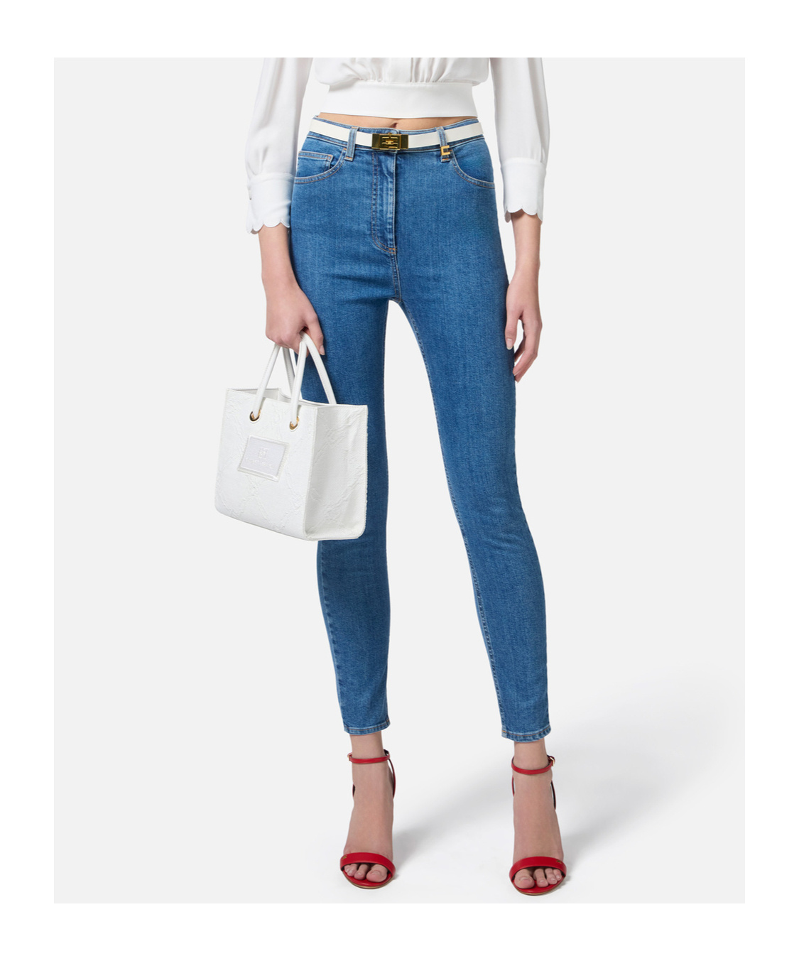 Elisabetta Franchi Belt-loop Jeans In Blue
