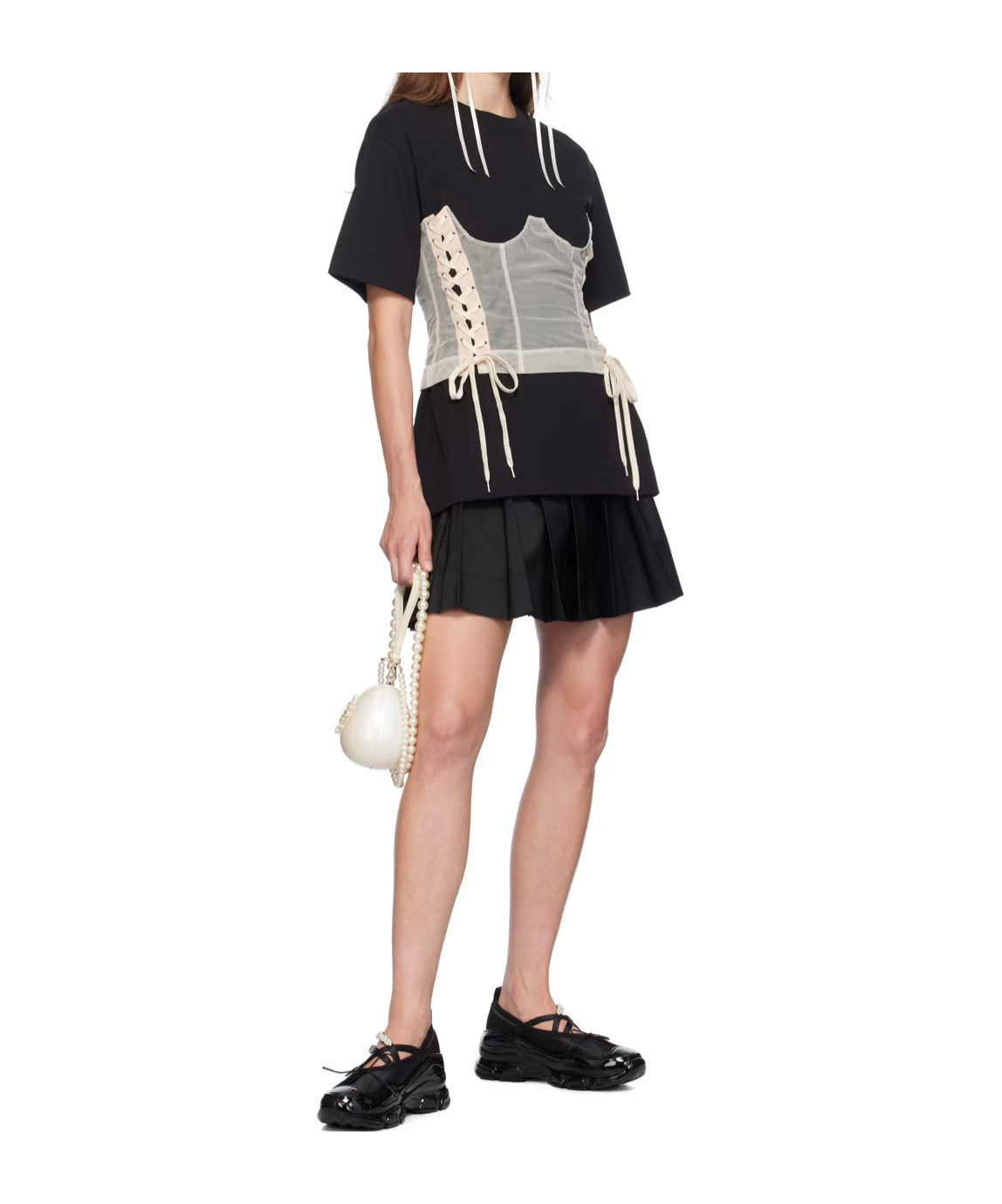 Simone Rocha Corset Panel T-shirt In Black