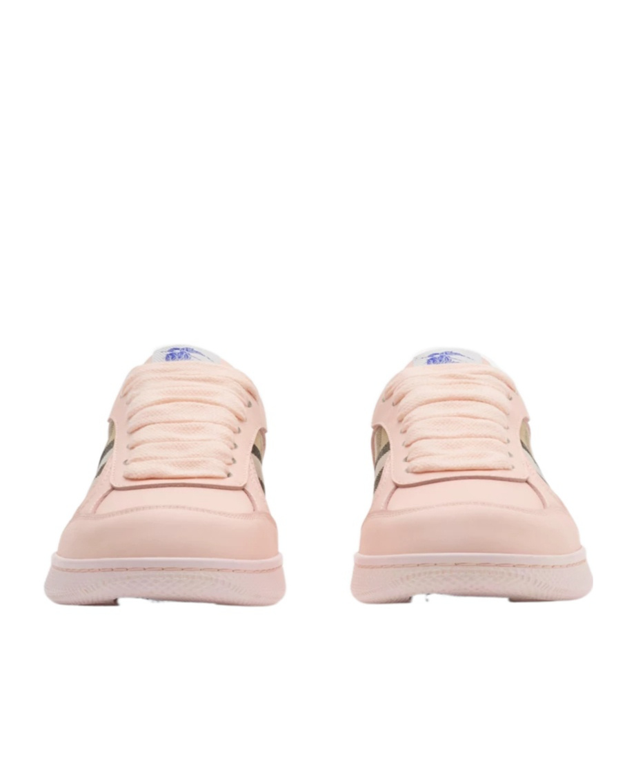 Burberry London Leather And Check Terrace Women S Sneakers In Pink