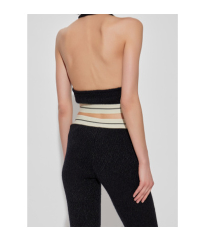 Palm Angels Halterneck Ribbed Top In Black