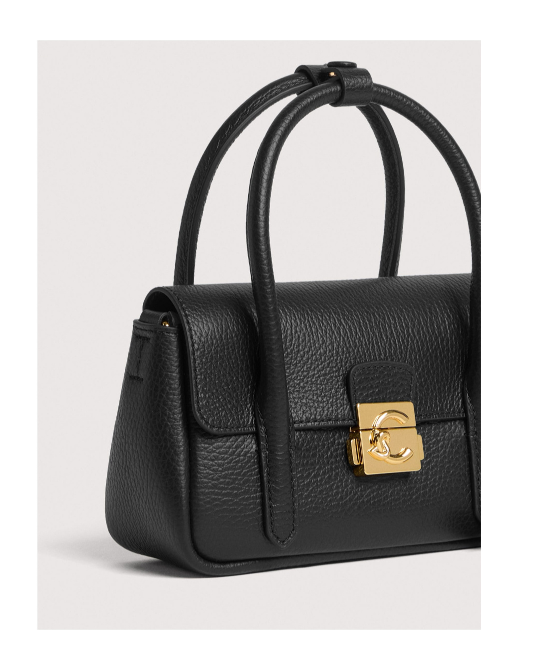 Coccinelle Leather Mini Handbag Structured Silhouette In Black