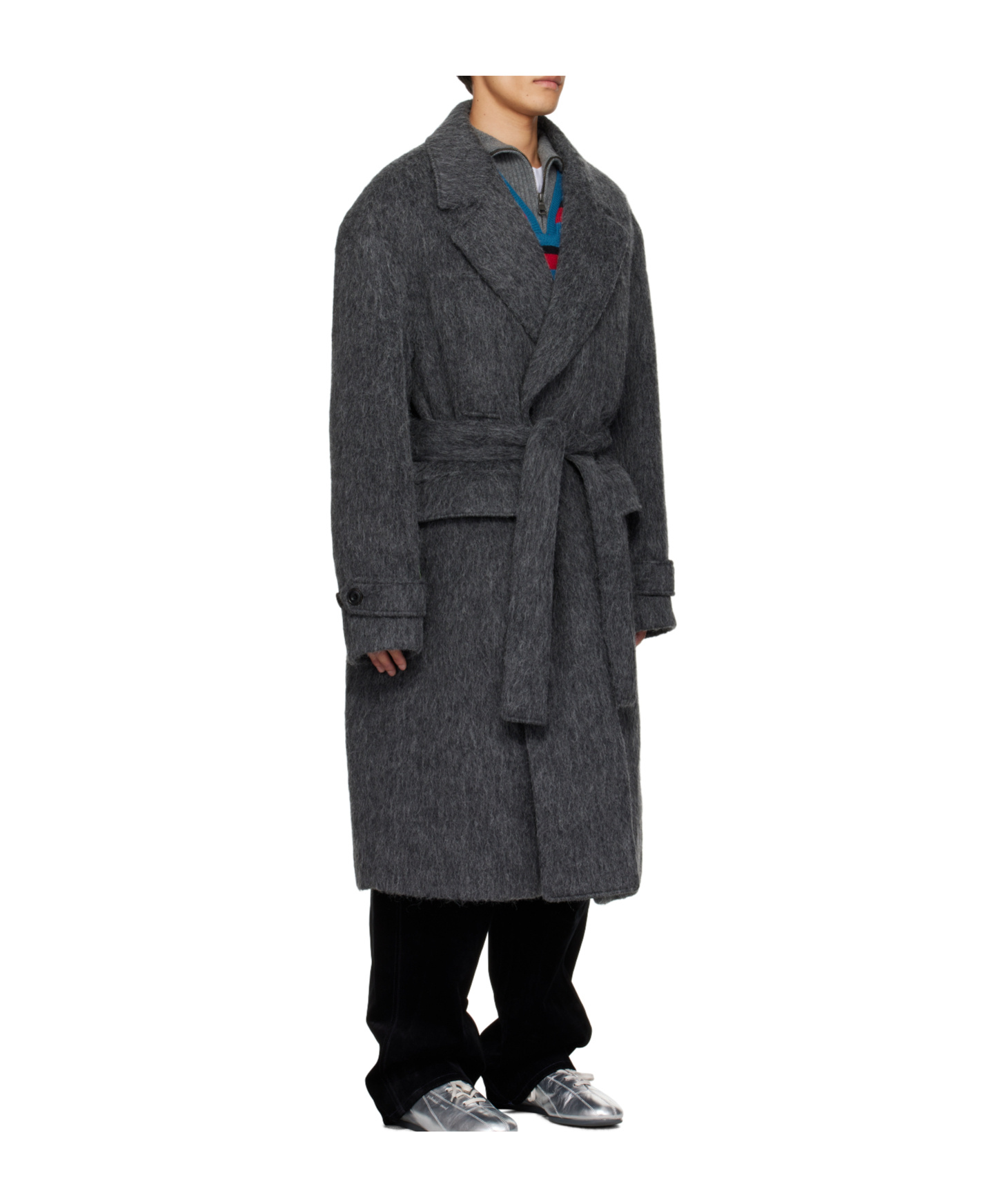 Andersson Bell Mattia Shaggy Wool Robe Coat In Gray