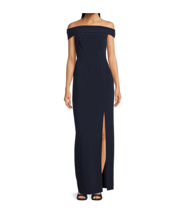 Ralph Lauren Off-shoulder Split Dress In Blue