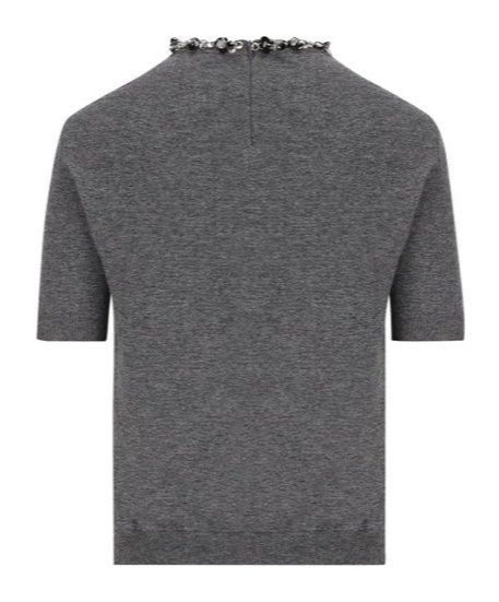 Valentino Gem-embellished Sweater In Gray