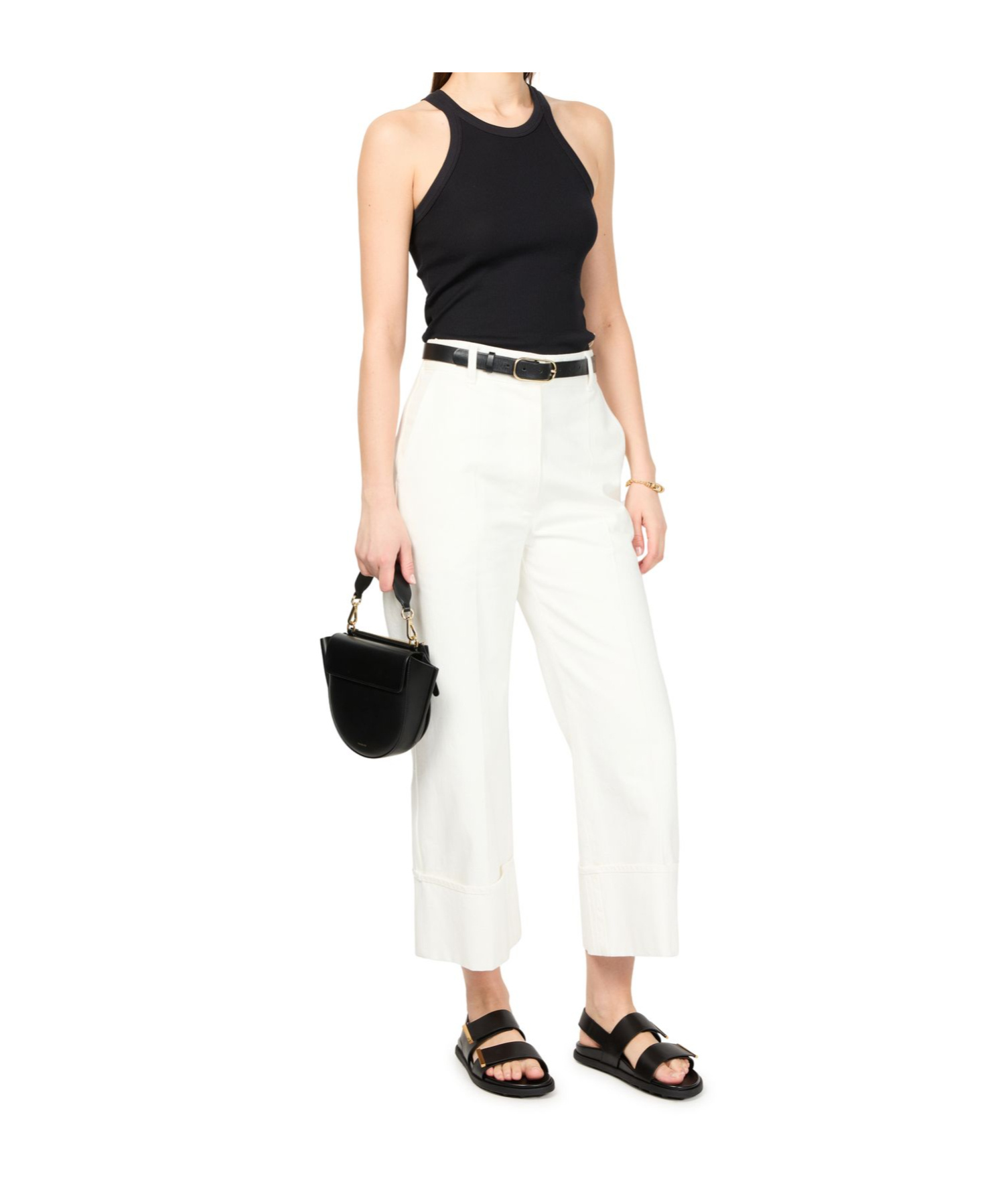 Shop Tod's Round Toe Flat Sandals In Black