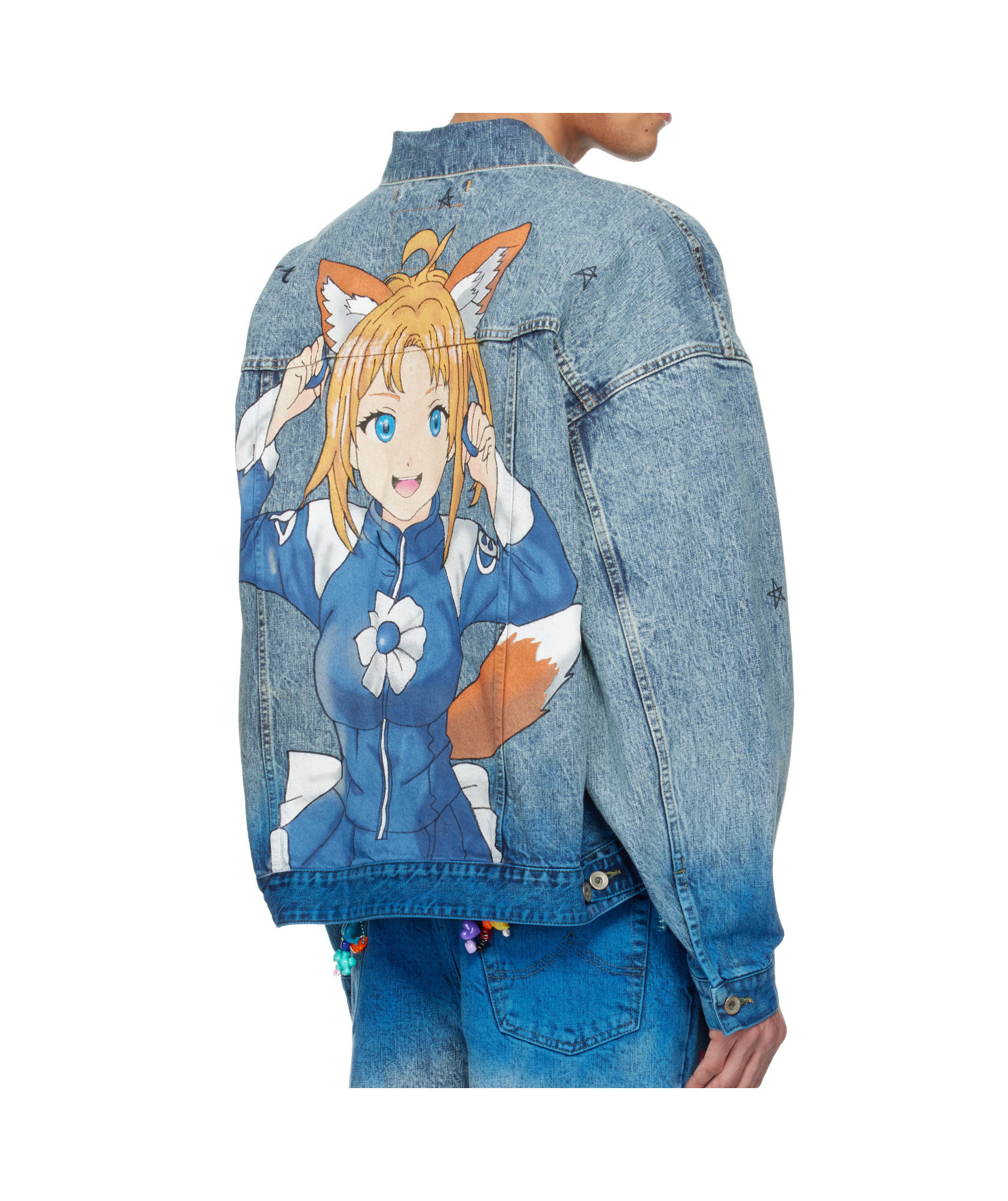 Doublet Anime Hand-printing Denim Jacket In Blue
