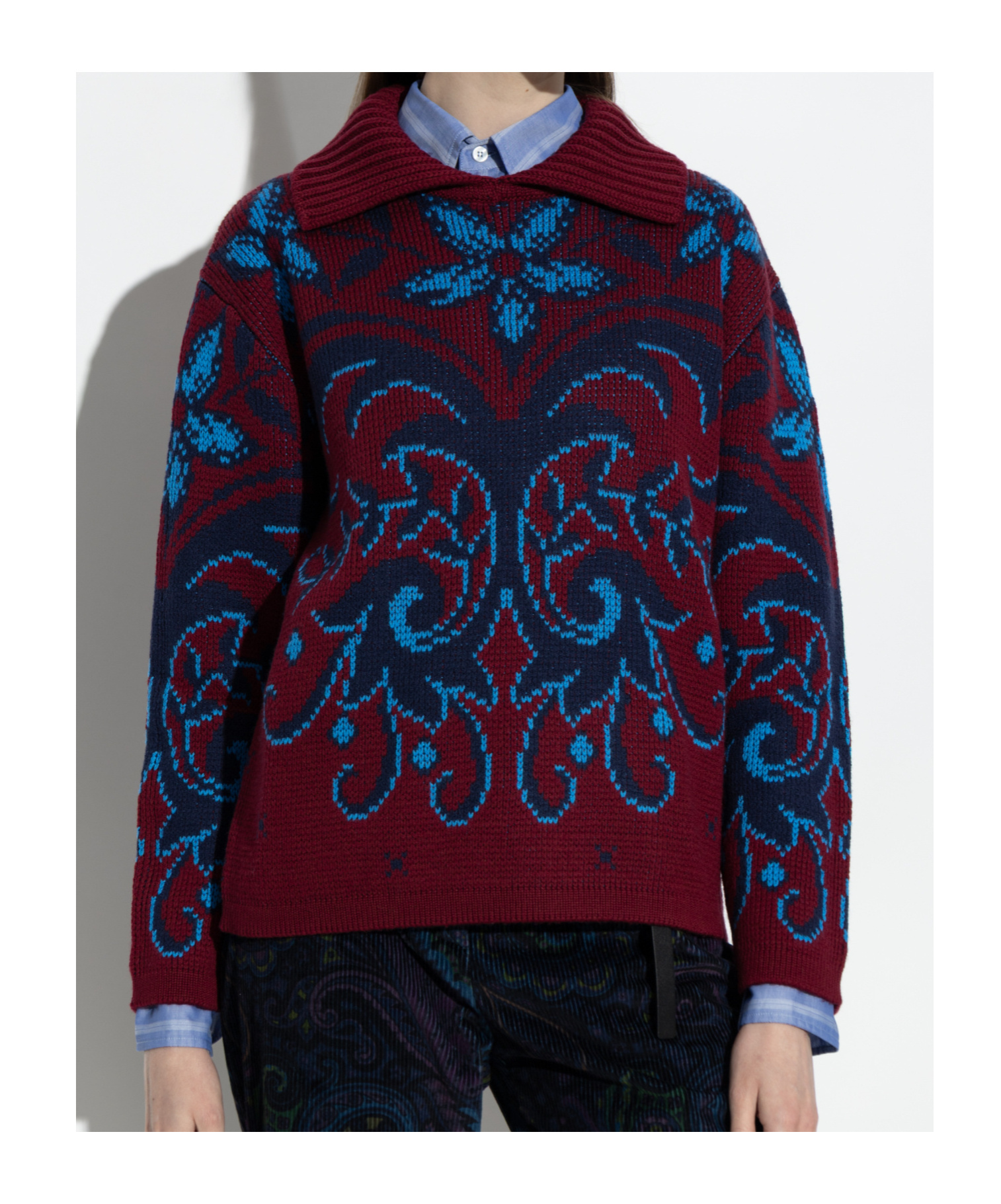 Etro Chunky Knitwer With Shawl Collar Knitwear Multicolor In Red