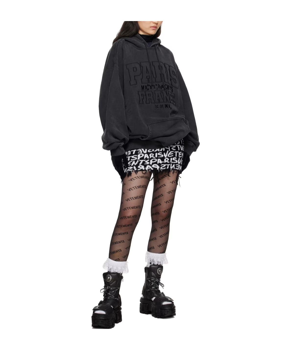 Vetements Drawstring Hood Hoodie In Black