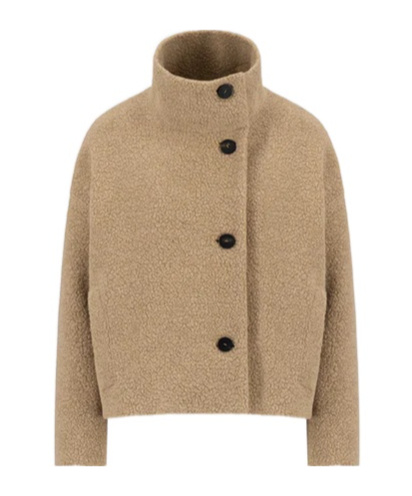 Harris Wharf London Cropped Funnel Jacket Boucle In Brown
