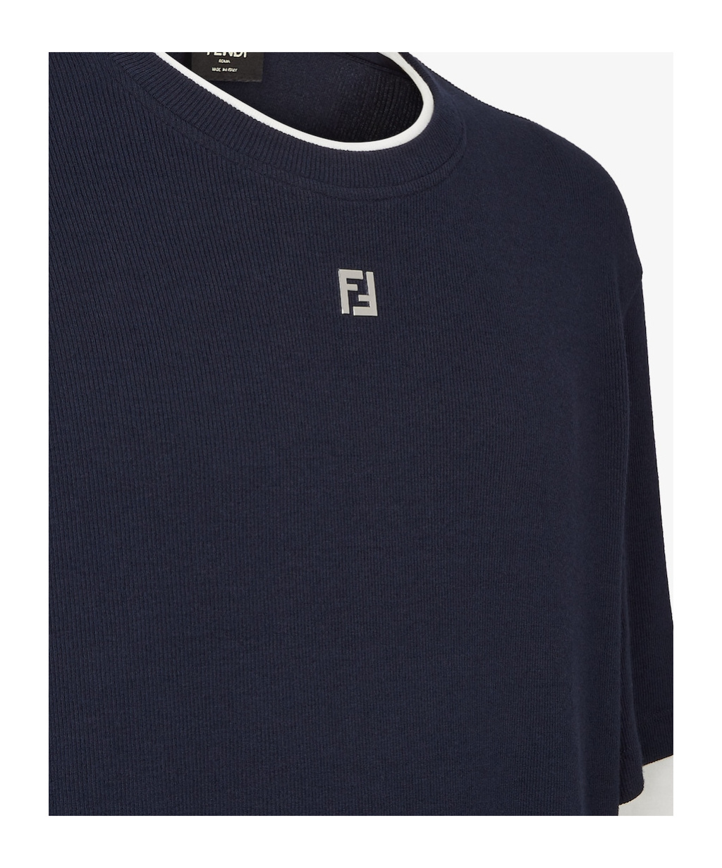 Fendi Blue Cotton T-shirt In Black