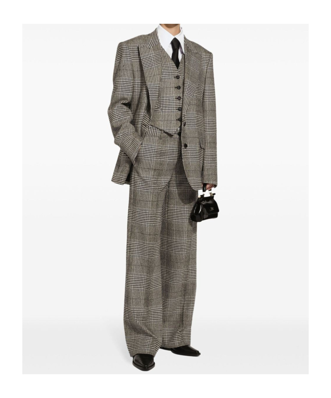Dolce & Gabbana Tartan Check Trousers For Women In Gray