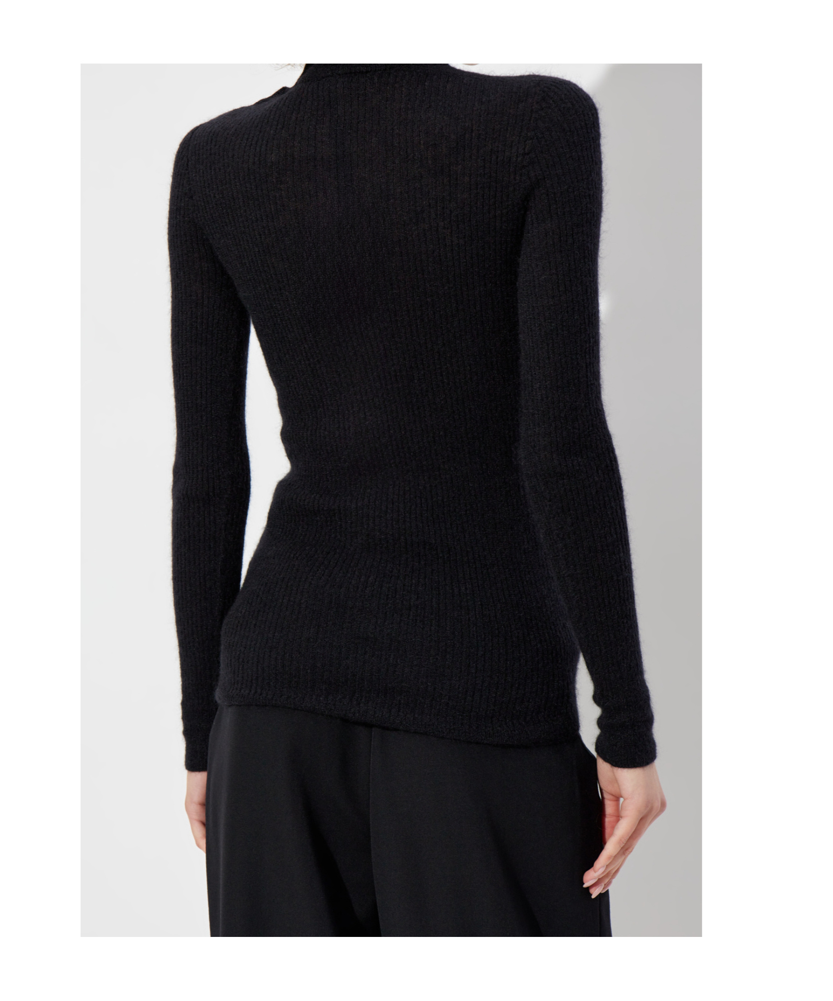 Balmain Embellished High-neck Long Sleeve Top In Black Velvet In Black