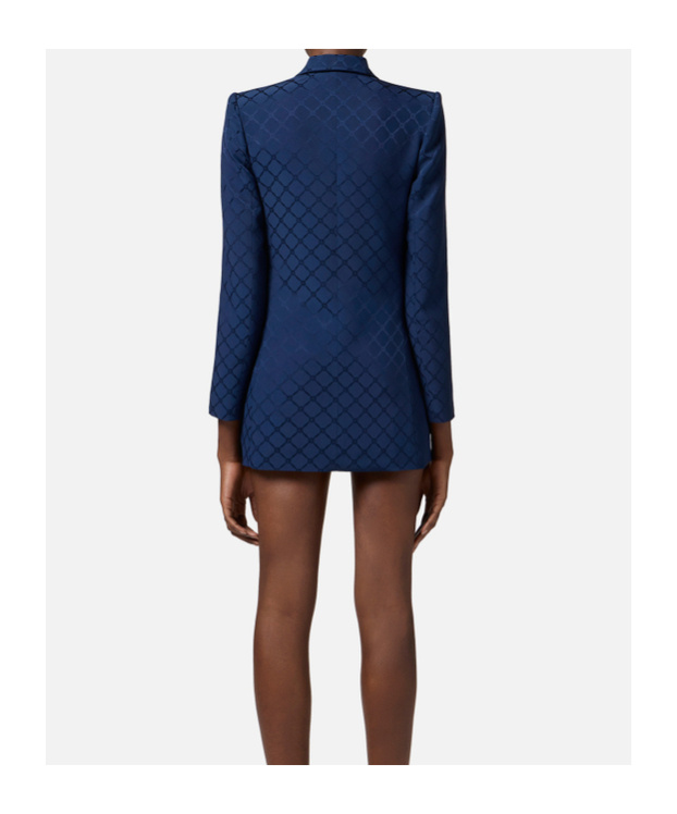 Elisabetta Franchi Satin-blazer Aus Diamant-jacquard In Blue