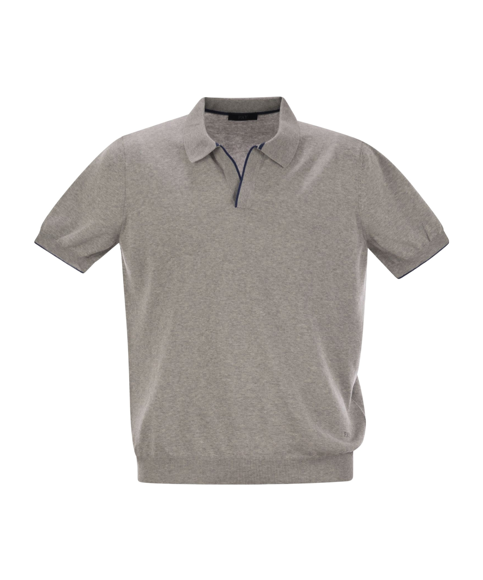 Fay Cotton Buttonless Polo Shirt In Gray