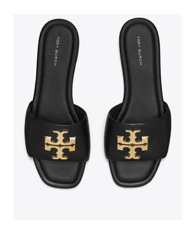 Tory Burch Square Toed Slippers In Black