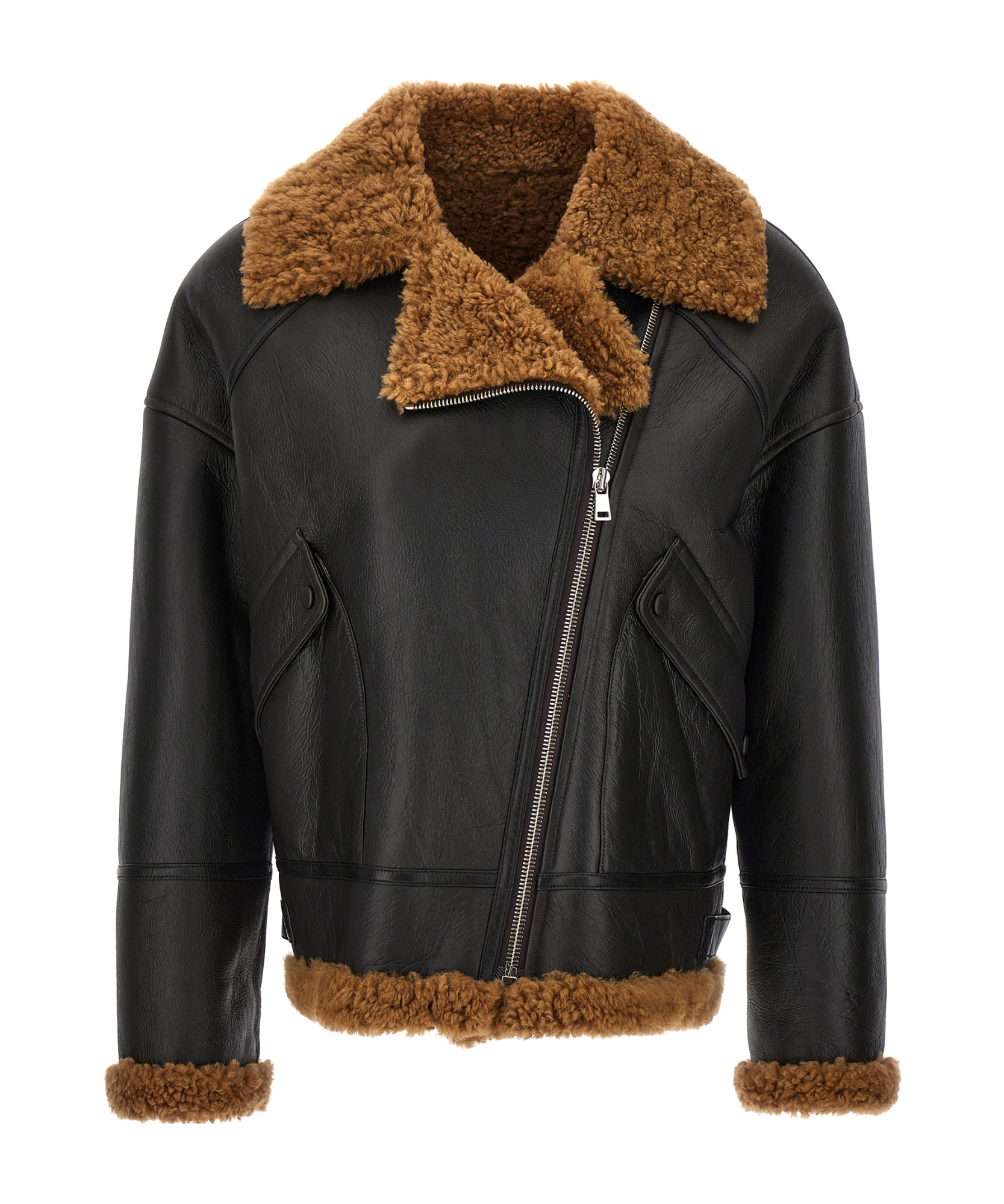 Shop Yves Salomon Zip-up Leather Jacket In Black