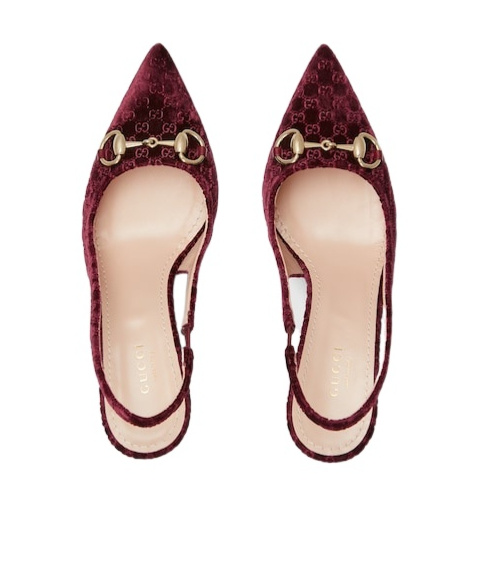 Gucci Burgundy Slingback Pumps With Horsebit In Burgundy