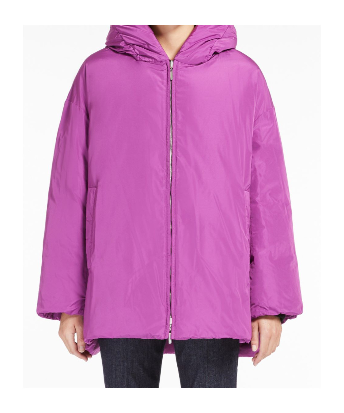 Max Mara Long-sleeved Double-sided Down Jacket In Pink
