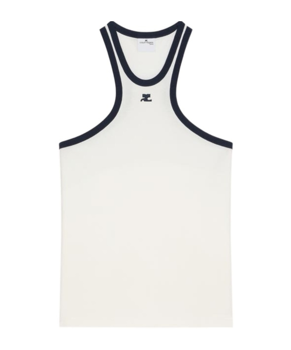Shop Courrèges Contrasting-trim Scuba Tank Top In White
