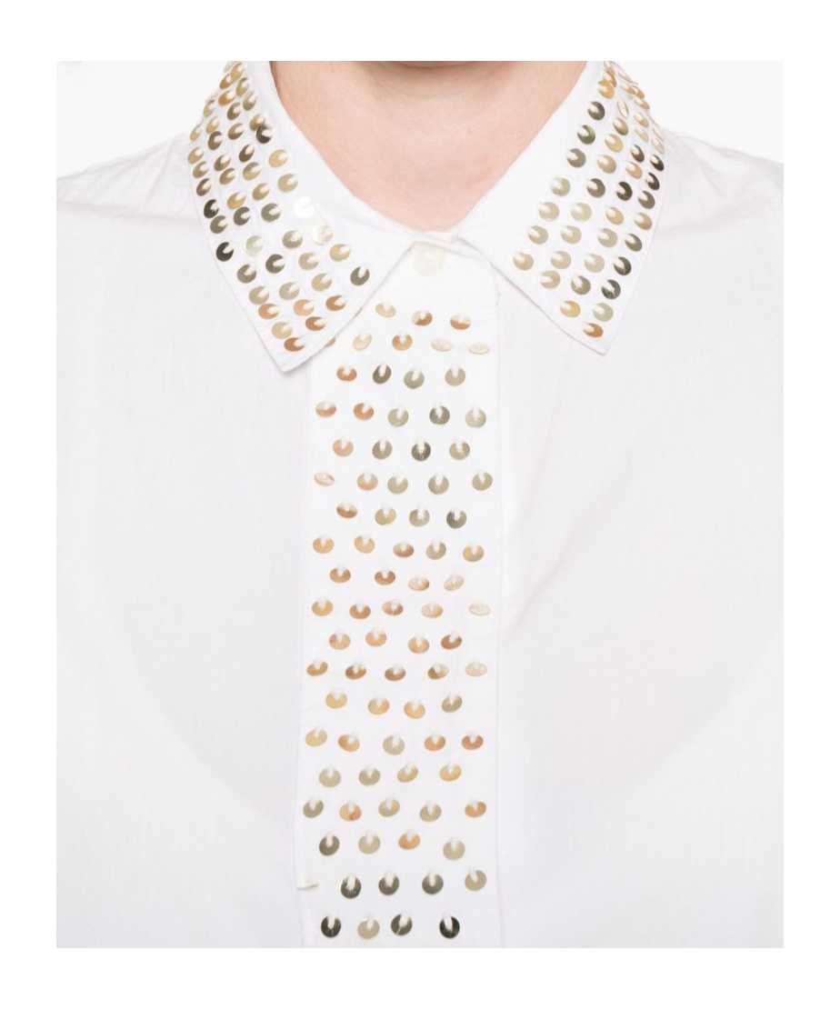 Forte Forte White Cotton Shirt With Gold Crescent Studs In White