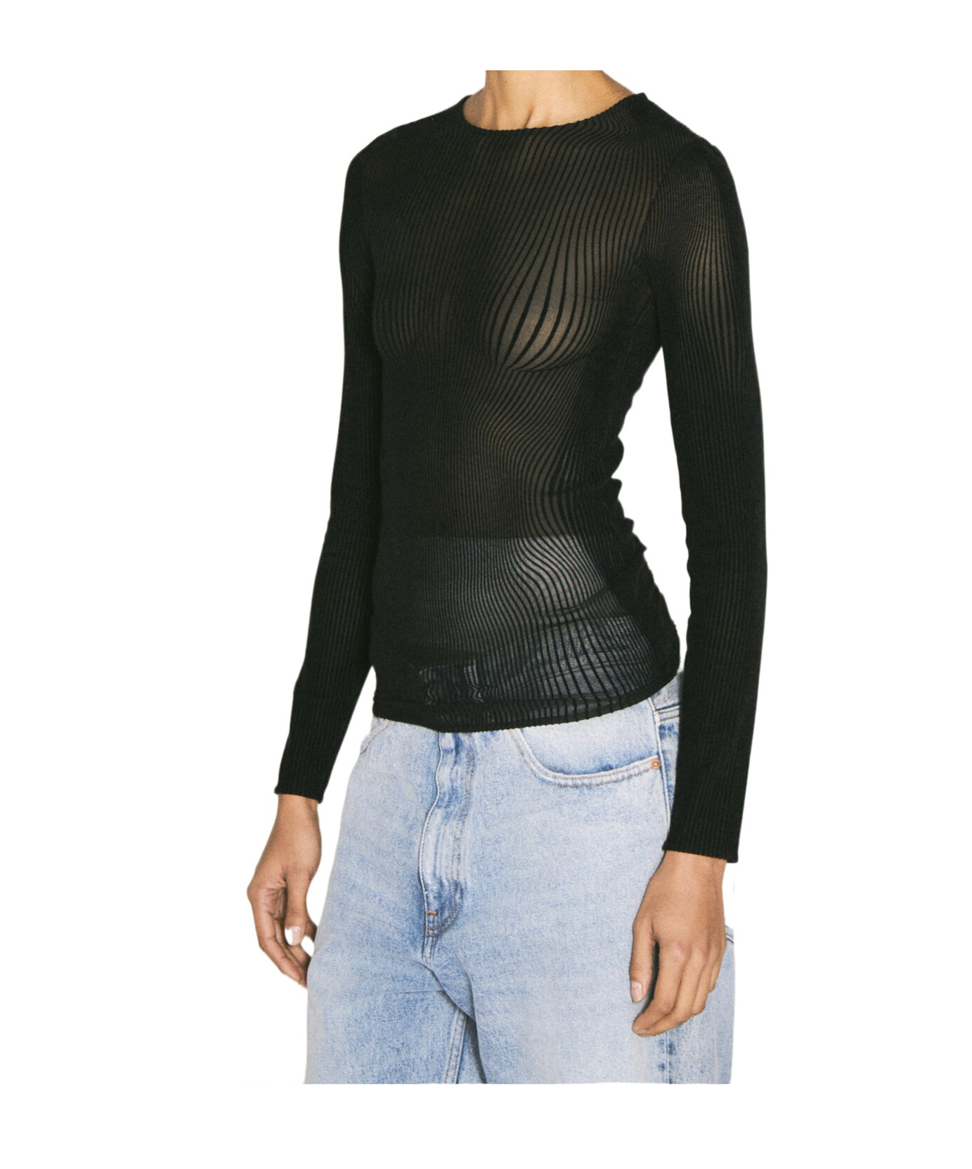 Jean Paul Gaultier Morphing Pinstripe Semi-sheer Top In White