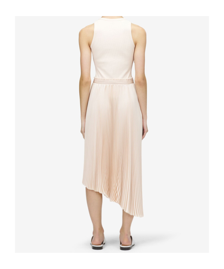 Alexander Mcqueen Women's Cotton Ribbed Asymmetric Midi Skirt Powder In White