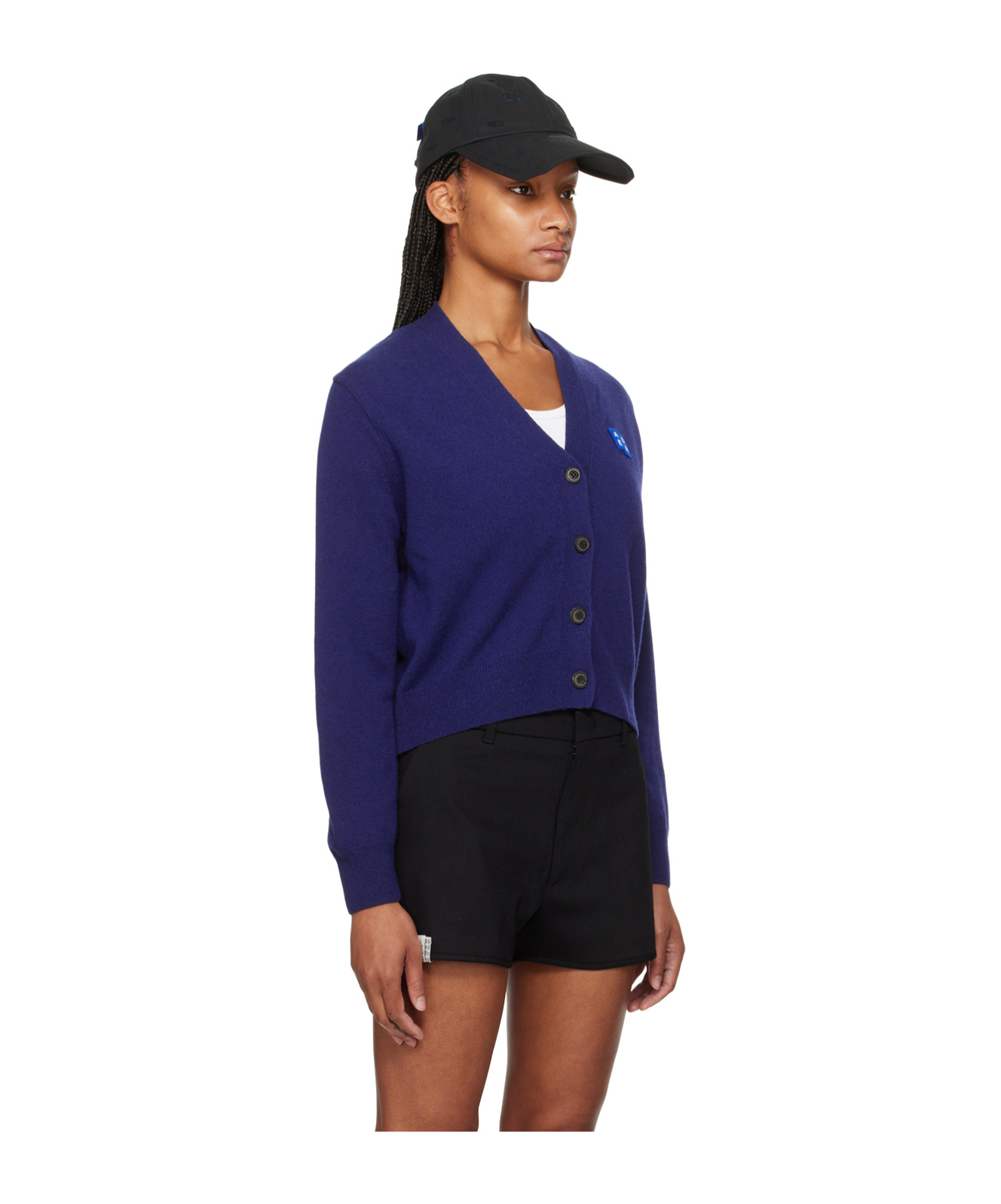 Ader Error Y-neck Button-down Sweater In Blue