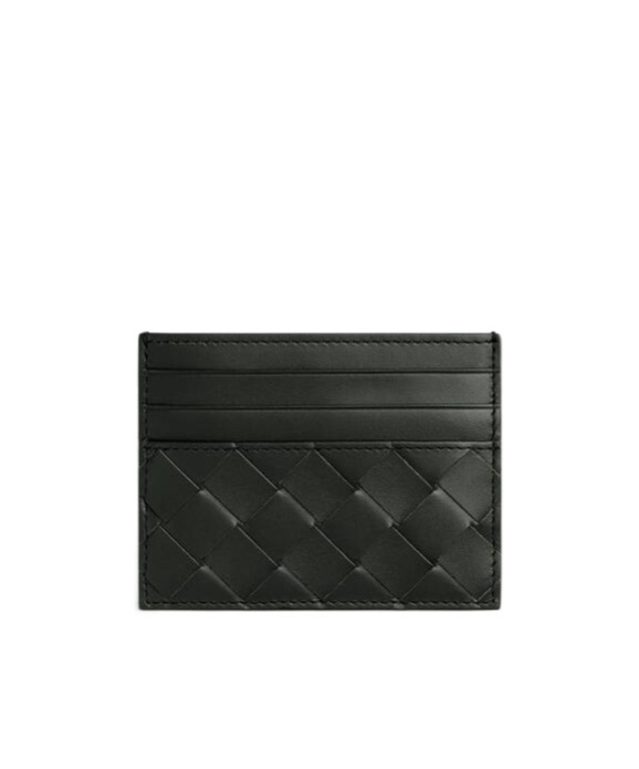 Shop Bottega Veneta Intrecciato Credit Card Case In Black